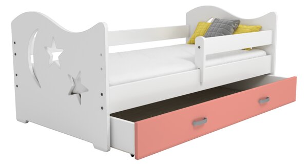 Dřevěná postel Magdaléna 80x160 B1, bílá/růžová + rošt a matrace