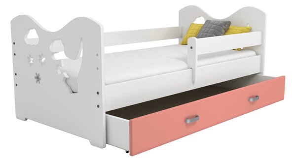 Dětská postel Magdaléna 80x160 B3, bílá/růžová + rošt a matrace