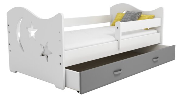Dětská postel Miki 80x160 B1, bílá/šedá+ rošt, matrace, úložný prostor