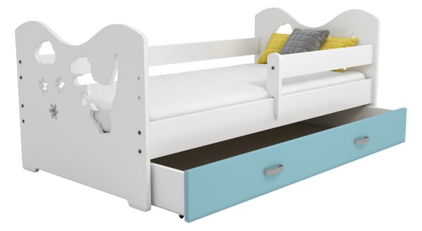 Dětská postel Miki 80x160 B3, bílá/modrá + rošt, matrace, úložný prostor