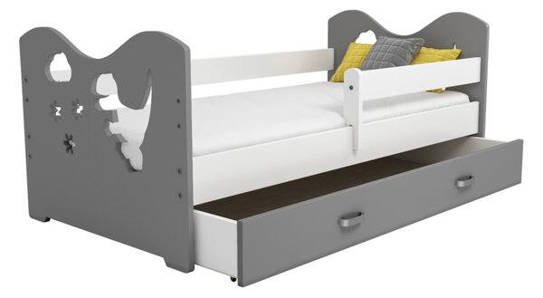 Dětská postel Miki 80x160 B3, šedá/šedá + rošt, matrace, úložný prostor