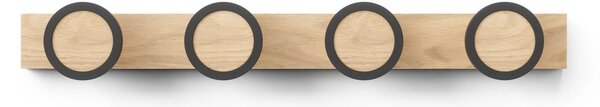 Věšák na zeď Hub Rail 4 háčky Black Natural Umbra