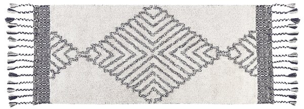 Bavlněný koberec 80 x 150 cm bílý/ černý ERAY