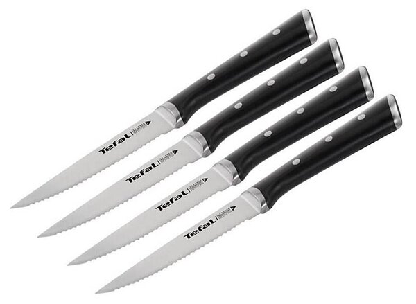 Tefal - Sada nerezových nožů na steak ICE FORCE 11 cm chrom/černá 4 ks