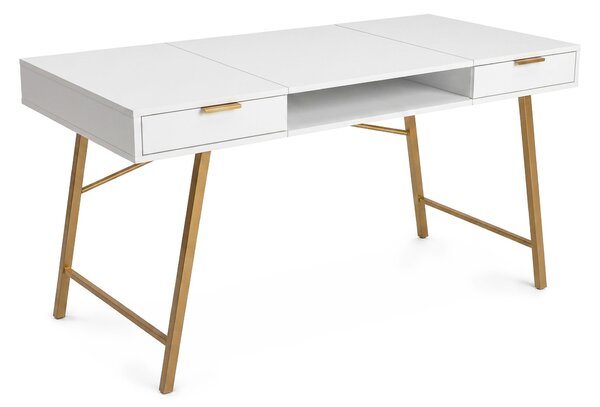 Ak furniture Psací stůl Arden 120 cm bílý/zlatý