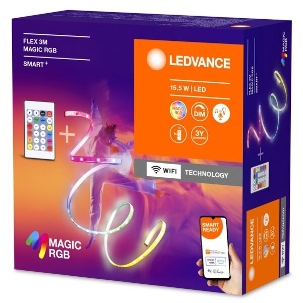 Ledvance- LED RGB Stmívatelný pásek SMART+ MAGIC FLEX 3m LED/15,5W/230V Wi-Fi+DO