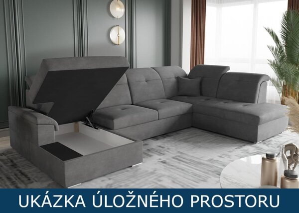 Rohová sedací souprava do U - Bono - tmavě šedá + konferenční stolek zdarma Varianta: Levá