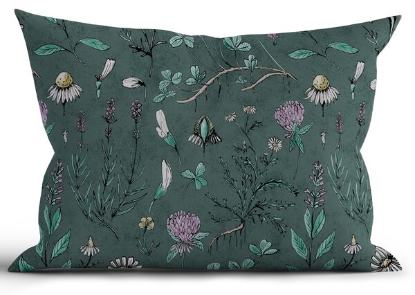 MK Lůžkoviny Bavlněný povlak na polštář Renforcé 40 x 60 cm - Herbář tmavě zelený
