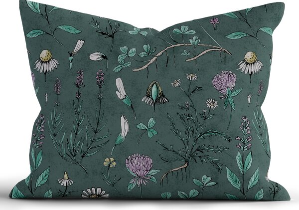 MK Lůžkoviny Bavlněný povlak na polštář Renforcé 70 x 90 cm - Herbář tmavě zelený