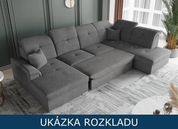 Rohová sedací souprava do U - Bono - tmavě šedá + konferenční stolek zdarma Varianta: Levá