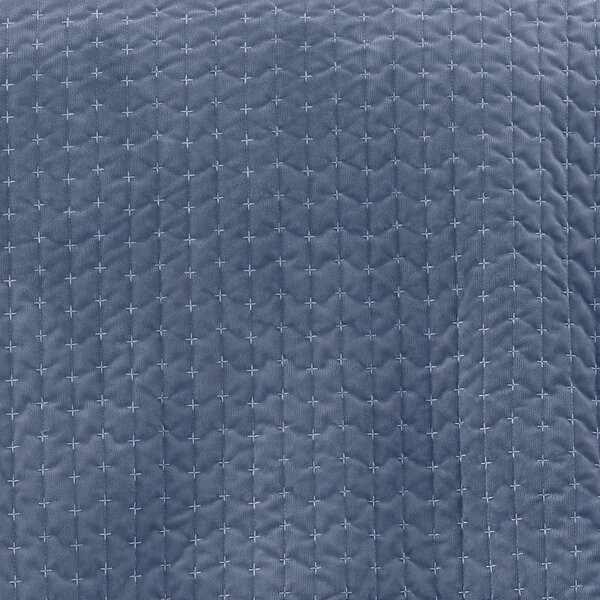 Modrý sametový prošívaný přehoz 240x260 cm Attica Velvet – Bianca