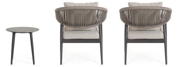 Khaki/taupe hliníkový zahradní lounge set pro 2 Millor – Bizzotto