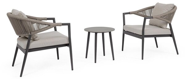Khaki/taupe hliníkový zahradní lounge set pro 2 Millor – Bizzotto