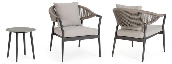 Khaki/taupe hliníkový zahradní lounge set pro 2 Millor – Bizzotto