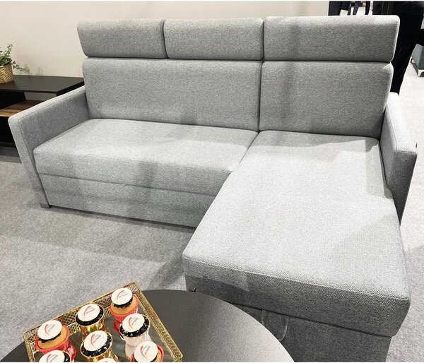 Malá sedací souprava HUGO MINI | 217x160 cm | rozkládací s úložným prostorem | VÝBĚR TKANIN