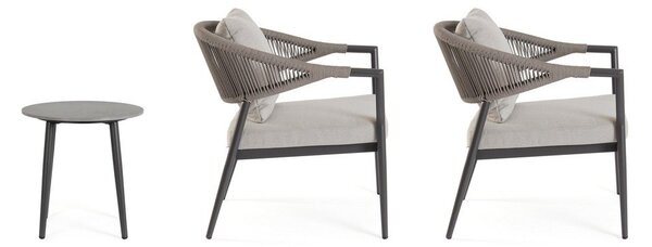 Khaki/taupe hliníkový zahradní lounge set pro 2 Millor – Bizzotto
