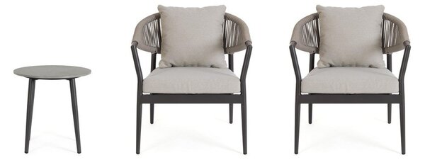 Khaki/taupe hliníkový zahradní lounge set pro 2 Millor – Bizzotto