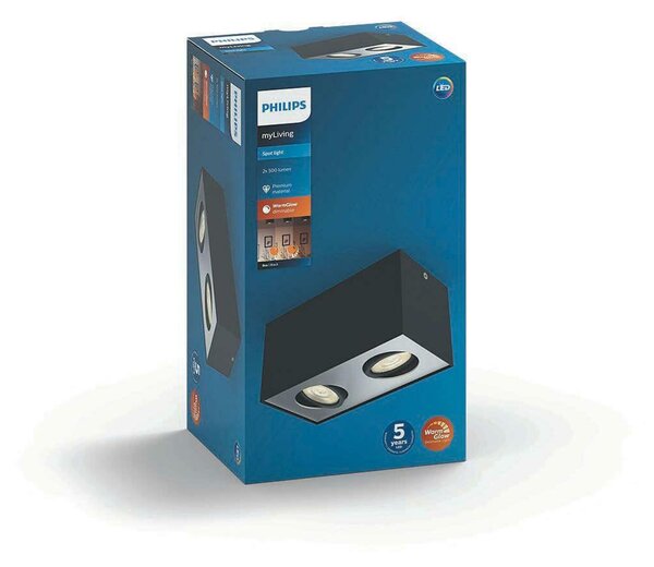 LED Bodové svítidlo Philips Box 50492/30/P0 černé 2x4,5W