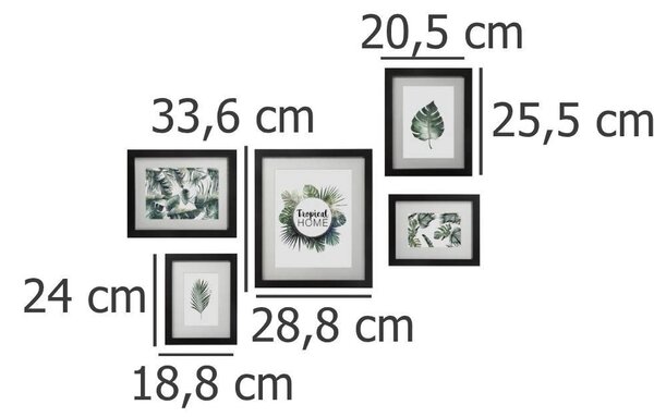 Dřevěné fotorámečky na zeď, 5 kusů