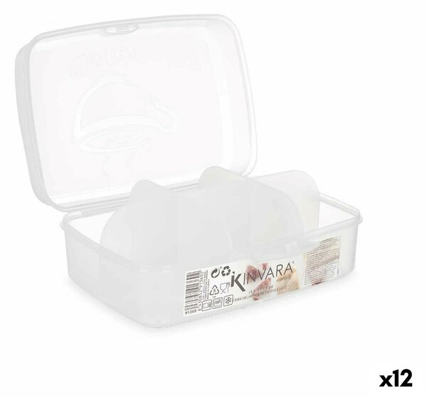 Kinvara Úložný box s víkem Transparentní Plastické 21,5 x 8 x 14,6 cm (12 kusů)