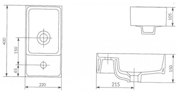 Cersanit Crea BOX skříňkové umyvadlo 40cm, bílá, K114-004