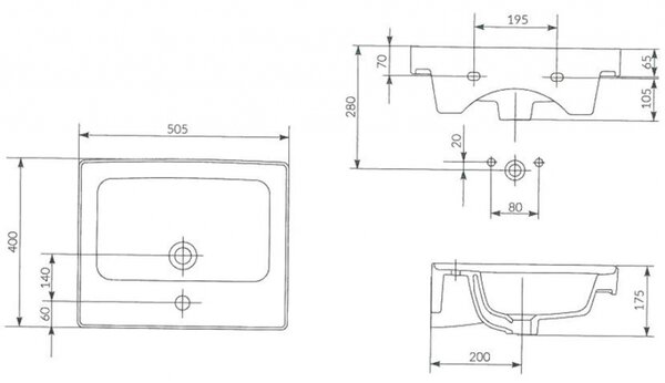 Cersanit Crea BOX skříňkové umyvadlo 50cm, bílá, K114-005