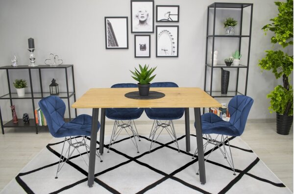 TRENDIE Sametová židle Paris modrá se stříbrnými nohami