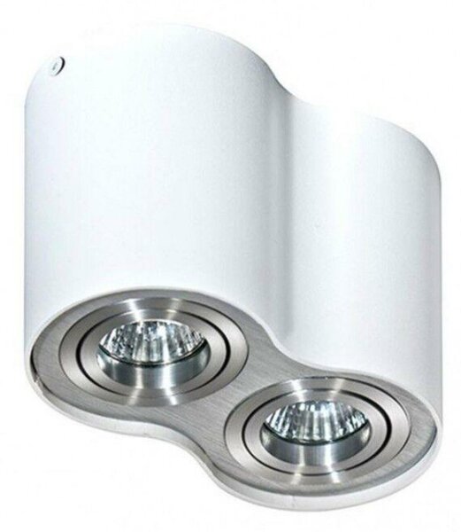 Stropní bodové přisazené svítidlo AZzardo Bross 2 white/aluminium AZ0784 GU10 2x50W IP20 17cm bílo-hliníkové