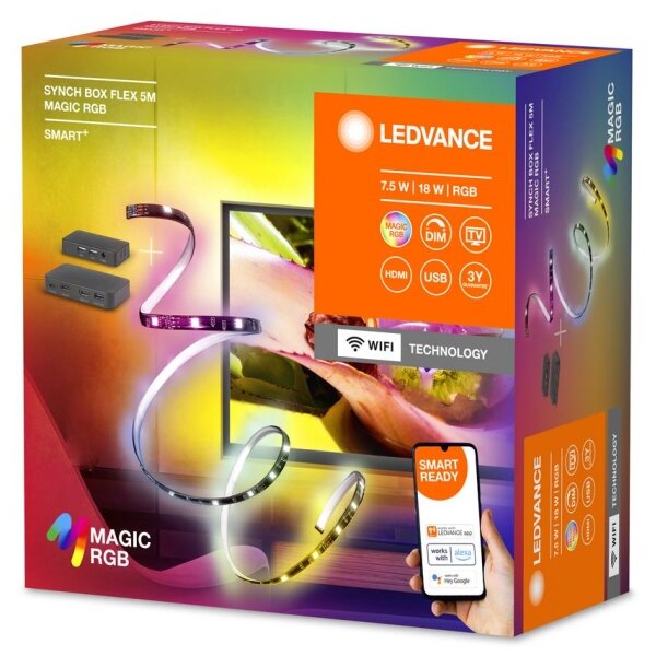 Ledvance-LED RGB Stmívatelný pásek pro TV SYNCH BOX FLEX 4,5m LED/18W/230V Wi-Fi