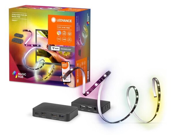 Ledvance-LED RGB Stmívatelný pásek pro TV SYNCH BOX FLEX 4,5m LED/18W/230V Wi-Fi