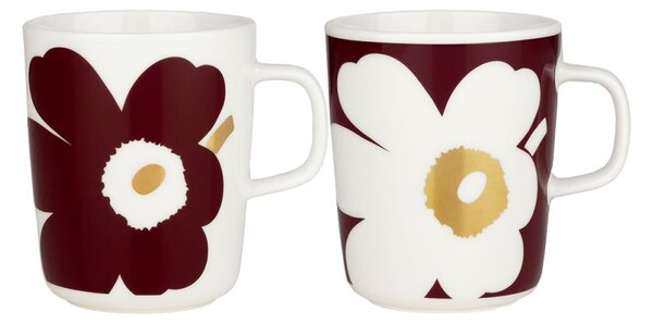 Hrnek Juhla Unikko Wine Red 2,5 dl - set 2 ks Marimekko