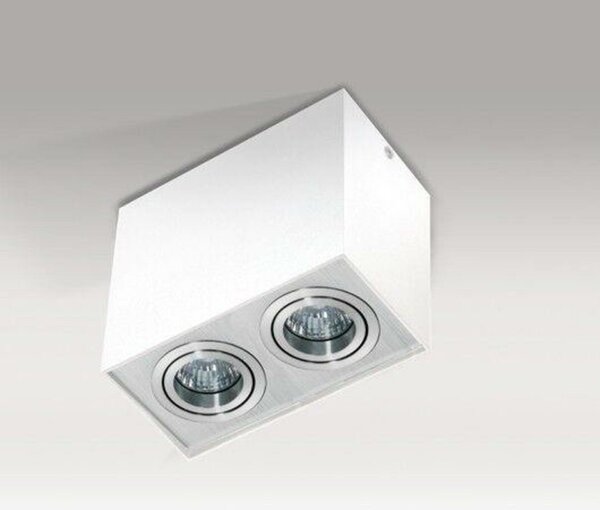 Stropní bodové přisazené svítidlo AZzardo Eloy 2 white/aluminium AZ1354 GU10 2x50W IP20 18,5cm hranaté bílo-hliníkové