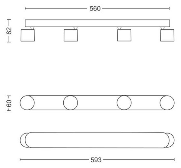 Philips Star bodové LED svítidlo 4x4,5W 2000lm 2700K IP20 stmívatelné, černé
