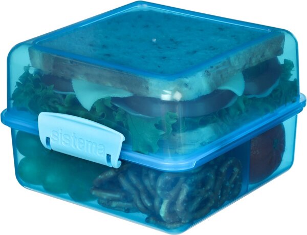 Sistema Dělený svačinový box Lunch Cube s 2 oddíly 1,4 l, modrá