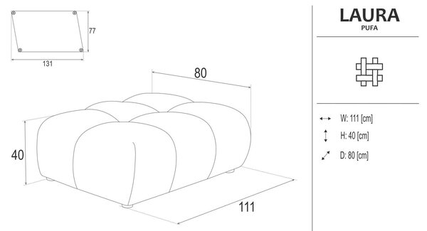 TABURET, textil, 111/40/80 cm Lomoco - Taburety