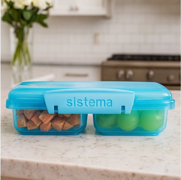 Sistema Dělený svačinový box Lunch Small Split se 2 oddíly 350 ml, modrá