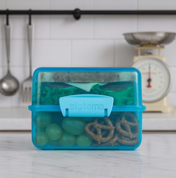 Sistema Dělený svačinový box Lunch Cube s 2 oddíly 1,4 l, modrá
