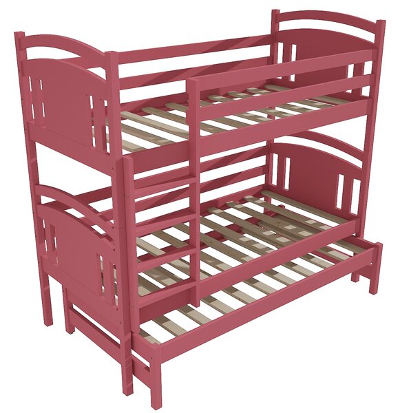 Vomaks Patrová postel s výsuvnou přistýlkou PPV 006 Rozměr: 80 x 190 cm, Prostor mezi lůžky: 80 cm, Povrchová úprava: netransparentní barva růžová
