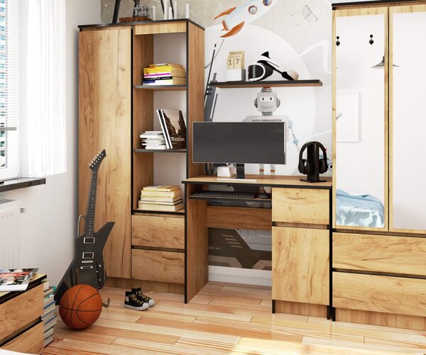 Ak furniture Psací stůl PIKSEL 90 cm dub craft zlatý pravý