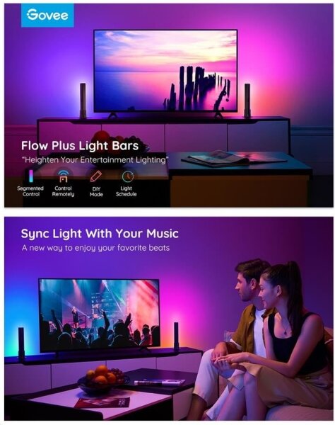 Govee - SADA 2x Flow Plus SMART LED TV & Gaming - RGBICWW Wi-Fi