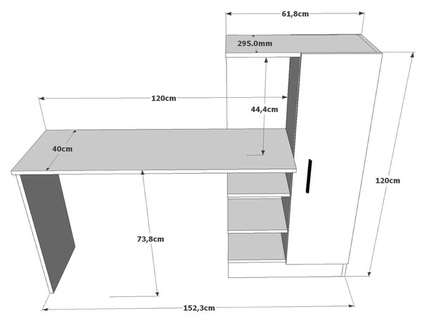 Hanah Home Psací stůl Tele 152,3 cm hnědý/černý