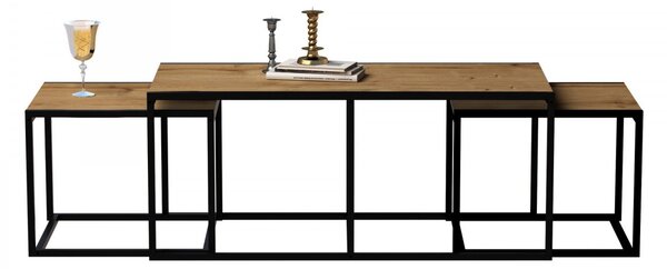 Hanah Home Sada konferenčních stolků Gigante 3 ks dub/černý