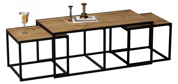 Hanah Home Sada konferenčních stolků Gigante 3 ks dub/černý