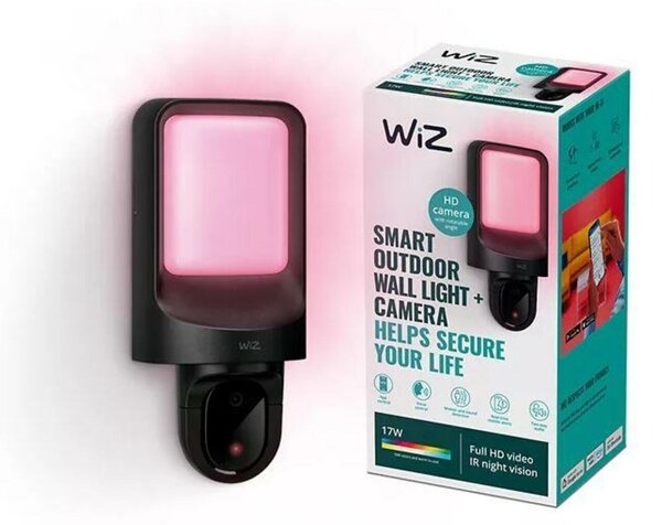 WiZ Wall nástěnné svítidlo s kamerou LED 10,5W 1250lm 2700K IP44, černé