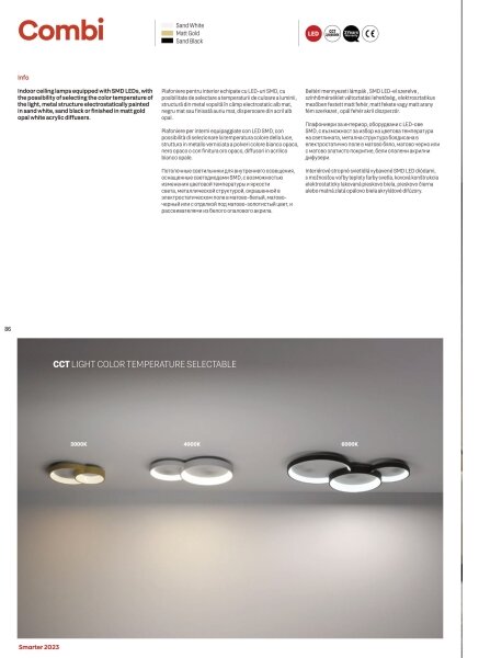 Redo 01-3375 - LED Stmívatelné stropní svítidlo COMBI LED/72W/230V CRI98 černá