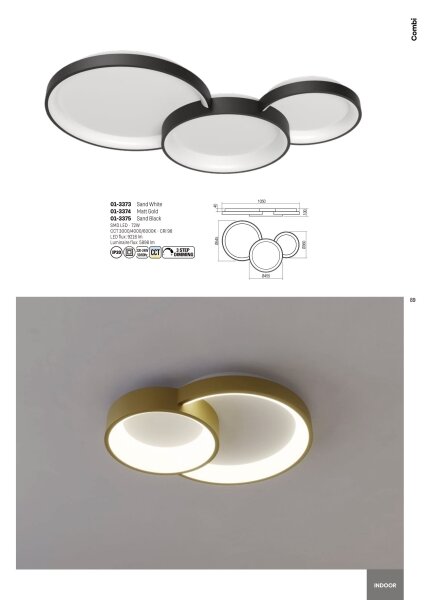 Redo 01-3375 - LED Stmívatelné stropní svítidlo COMBI LED/72W/230V CRI98 černá