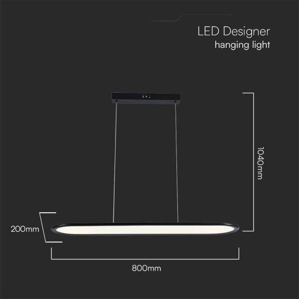 LED Lustr na lanku LED/24W/230V 3000K černá