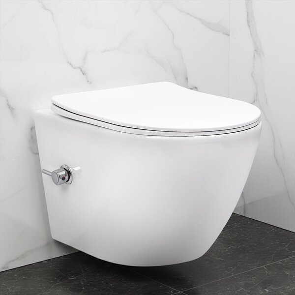 Závěsná WC mísa REA Carlo Lux Rimless s funkcí bidetu