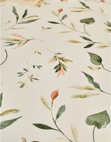 Voskovaný ubrus s potiskem Floral režná/zelená pr. 140 cm