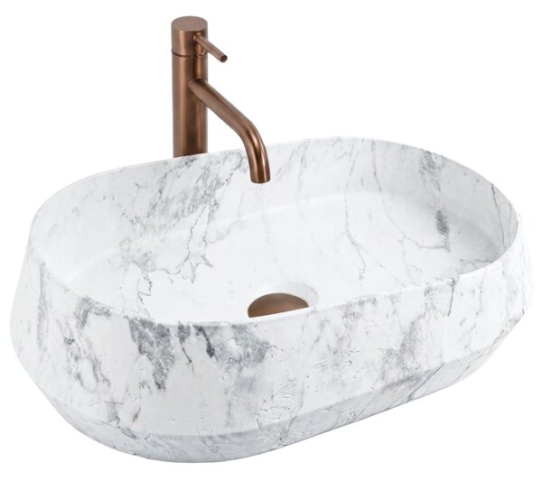 Rea Zoe Dune, umyvadlo na desku 590×380×170 mm, imitace kamene-šedá matná, REA-U3538